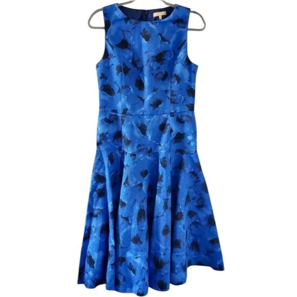 $2295 MICHAEL KORS COLLECTION Made in Italy Blue Black Floral Designer Dress 14 - Picture 5 of 15